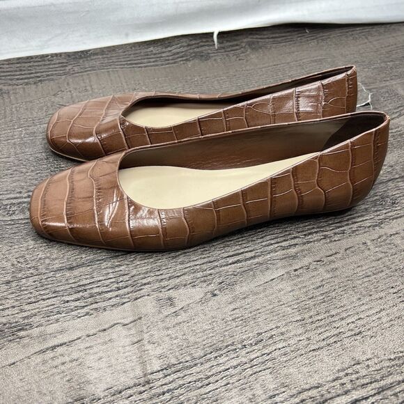 Everlane The 90's Flat Shoe 100% Brown Leather Croc Embossed Women’s Sz 7 - Picture 5 of 15